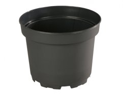 Maceta de plástico negro CLASSIC MCI de 17 cm de diámetro y 2 l de volumen, forma redonda con borde acanalado y orificios de drenaje en la parte inferior
