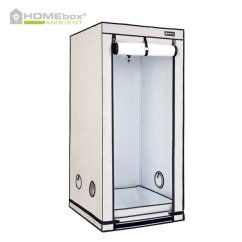Homebox Ambient Q80+ carpa de cultivo color gris claro con dimensiones 80x80x180cm, estructura metálica con cremalleras resistentes y película reflectante interior PAR+