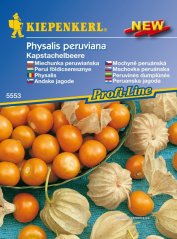 Physalis magok színes csomagolása narancssárga termésekkel papír hólyagokban Kiepenkerl márka kék-sárga csomagolásán Physalis magok színes csomagolása narancssárga termésekkel papír hólyagokban Kiepenkerl márka kék-sárga csomagolásán