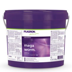 Fialové plastové vedro Plagron Mega Worm 10L s bílým víkem a štítkem, přírodní vermikompost pro stimulaci půdního života a výživu rostlin