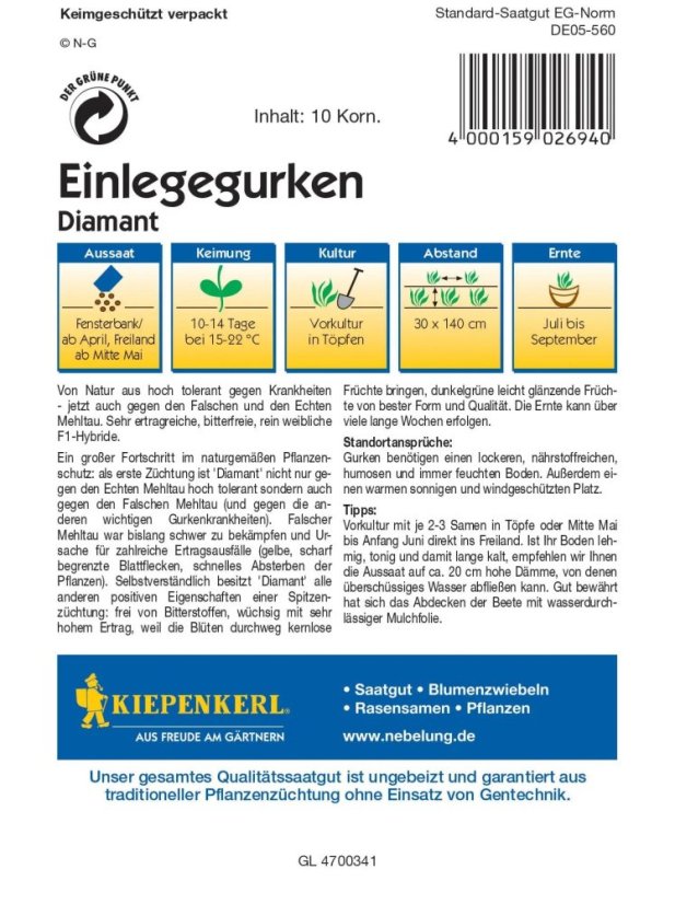 Kiepenkerl Okurka nakládačka Diamant