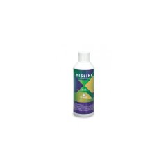 Bottiglia di plastica bianca Fertiluma Dislike 100 ml con etichetta colorata contenente forme geometriche verdi, blu e gialle