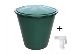 Barel s ventilem a víkem plastový zelený 300l
