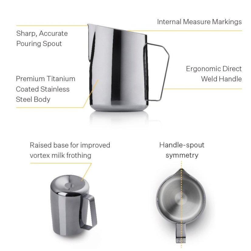 Barista & Co Dial In Milk Pitcher 600 ml černá konvička na mléko