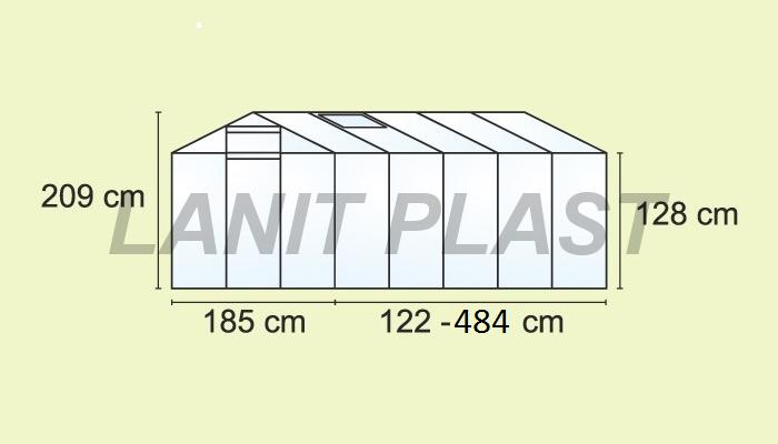 Skleník Mythos - typ 6x12, rozměry 1,85 x 3,66 m (stříbrná)