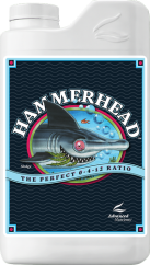 Valkoinen Advanced Nutrients HammerHead 10L -kanysti haikalogolla tummansinisellä tarralla, kukintaa stimuloiva Valkoinen Advanced Nutrients HammerHead 10L -kanysti haikalogolla tummansinisellä tarralla, kukintaa stimuloiva