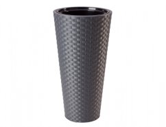 Obal na květník RATTANA SLIM plastový antracitový d30x59cm
