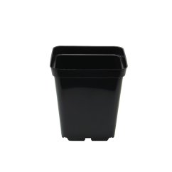 Černý čtyřhranný plastový květináč TEKU 10x10x11cm s odvodními otvory na spodní části, objem 0,70L, určený pro pěstování rostlin