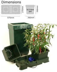 Autopot Easy2grow Kit s 2 květináči a 47L nádrží - zelený plastový závlahový systém s rozměry 575x375mm, výška 200mm pro automatické zavlažování