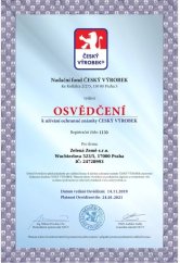 Bílé osvědčení Český výrobek s červeno-modrým logem lva, vystavené pro firmu Zelená Země s.r.o. na konopný balzám na rty, platné do roku 2021 Bílé osvědčení Český výrobek s červeno-modrým logem lva, vystavené pro firmu Zelená Země s.r.o. na konopný balzám na rty, platné do roku 2021