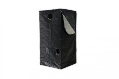 Černý pěstební stan PRO 90x90x180cm s otevřeným zipovým vstupem odhalujícím reflexní vnitřek a ventilační otvory pro kontrolované pěstování Černý pěstební stan PRO 90x90x180cm s otevřeným zipovým vstupem odhalujícím reflexní vnitřek a ventilační otvory pro kontrolované pěstování