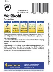 Achterkant van zaadpakje witte kool Brunswijker met witte achtergrond, streepjescode en gedetailleerde instructies voor zaaien en kweken in het Duits Achterkant van zaadpakje witte kool Brunswijker met witte achtergrond, streepjescode en gedetailleerde instructies voor zaaien en kweken in het Duits