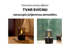 Elegantní svícnový aroma difuzér s černou základnou a čirým skleněným válcem vytváří příjemnou atmosféru s teplým světlem uvnitř Elegantní svícnový aroma difuzér s černou základnou a čirým skleněným válcem vytváří příjemnou atmosféru s teplým světlem uvnitř