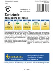 Zadní strana balení osiva cibulky jarní s informacemi o pěstování, růžovým pozadím a tabulkou s údaji o setí a sklizni