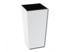 Obal na květník FINEZIA RATTAN plastový bílý 35x35x67cm