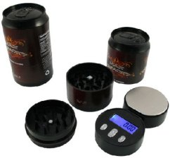 Fekete digitális CAN mérleg 500g/0,1g méréssel, kék LCD kijelzővel, nyomógombokkal, fekete műanyag alkatrészekkel, felső fedéllel