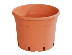 Maceta de plástico naranja CLASSIC MCI de 17 cm de diámetro con 2l de volumen, forma redonda con orificios de drenaje en la parte inferior para el cultivo de plantas