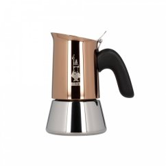 Bialetti New Venus Copper -mokakeitin 2 kupille, kuparinen yläosa, ruostumaton alaosa ja musta ergonominen kahva