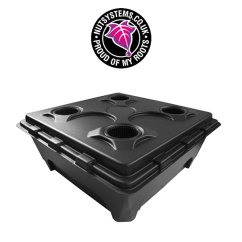 Oxypot 4 - černá hydroponická nádrž 110L pro 4 rostliny, čtvercový tvar 83x83x35cm s kulatými otvory pro pěstování a vzduchovací sadou