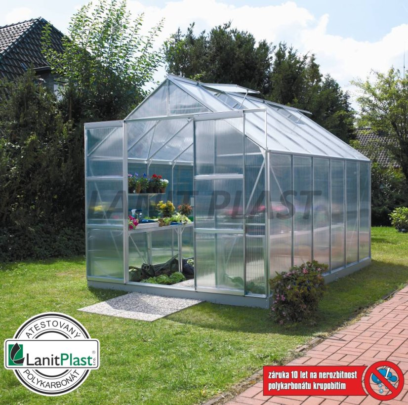 Skleník Uranus 9900 - rozměry 2,57 x 3,83 m (stříbrná 6mm)