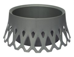 Šedá plastová žardinka ROSETA hřbitovní samozavlažovací s dekorativním perforovaným okrajem, průměr 30 cm, výška 15 cm, objem 4,5 litru