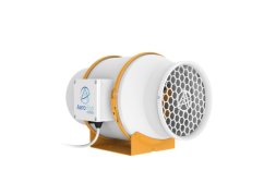 Ventilatore Trolmaster Aero-fan Inline da 150 mm di colore bianco con accenti arancioni, forma rotonda e griglia forata per l'uscita dell'aria Ventilatore Trolmaster Aero-fan Inline da 150 mm di colore bianco con accenti arancioni, forma rotonda e griglia forata per l'uscita dell'aria