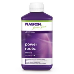 Plagron Power Roots 500 ml - plastová láhev s bílým uzávěrem obsahující fialový organický kořenový stimulátor s fialovým designem etikety Plagron Power Roots 500 ml - plastová láhev s bílým uzávěrem obsahující fialový organický kořenový stimulátor s fialovým designem etikety