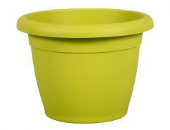 Plastový květník NAXOS v zeleném provedení s průměrem 40 cm a výškou 29 cm, kulatý tvar s ozdobným okrajem pro pěstování pokojových rostlin