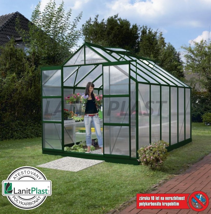 Skleník Uranus 9900 - rozměry 2,57 x 3,83 m (zelená 4mm)
