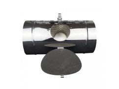 ONA Control Duct 150mm nerezový potrubní osvěžovač vzduchu s otevřenou černou klapkou odhalující vnitřní filtrační prvek