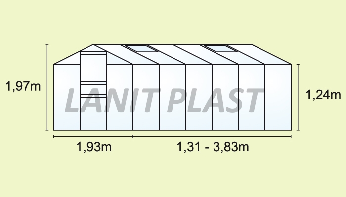Skleník Venus 2500 - rozměry 1,93 x 1,31 m (stříbrná 4 mm)