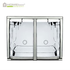 Bílý pěstební stan Homebox Ambient Q240+ s rozměry 240x240x220cm, kovová konstrukce s odrazovou fólií PAR+, dvě komory s ventilačními otvory Bílý pěstební stan Homebox Ambient Q240+ s rozměry 240x240x220cm, kovová konstrukce s odrazovou fólií PAR+, dvě komory s ventilačními otvory