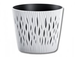 Obal na květník SANDY 2v1 plastový matný bílý d19x17cm