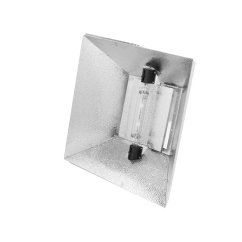 Reflector Lumatek PRO Hammertone 1000W con reflector de aluminio de color plateado, forma rectangular y doble zócalo para bombillas DE Reflector Lumatek PRO Hammertone 1000W con reflector de aluminio de color plateado, forma rectangular y doble zócalo para bombillas DE