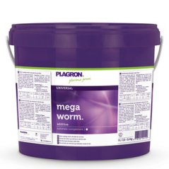 Fialové plastové vedro Plagron Mega Worm 10L s bílým víkem a štítkem, přírodní vermikompost pro stimulaci půdního života a výživu rostlin