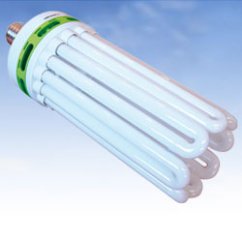 Witte energiebesparende lamp Agrolite 125W rood voor bloeifase met rood spectrum, spiraalvormig met E27 fitting en groene streep