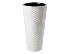 Obal na květník RATTANA SLIM plastový bílý d40x79cm