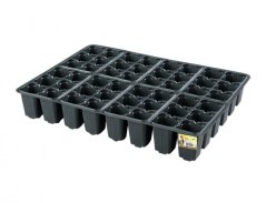 Musta muovinen kylvöruukku MULTI 4x4cm 48 erillisellä lokerolla 6 rivissä, 8 kpl rivillä, taimien kasvatukseen