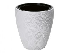 Obal na květník FLOW plastový bílý d29x32cm