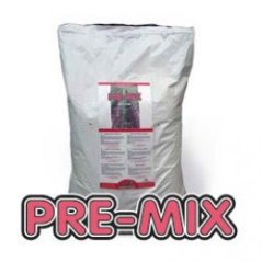 Bílý plastový pytel BioBizz Pre-Mix 5L s červeným logem a nápisem, obsahující hnědé sypké bio hnojivo se směsí stopových prvků a živin