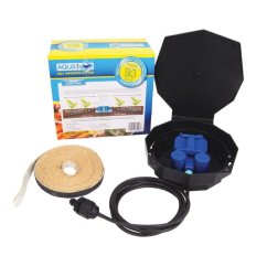 Autopot AQUAbox Spyder zavlažovací hydroponický systém s modrou krabicí, černým osmihranným kontejnerem s modrými díly, béžovým páskem a černou hadičkou
