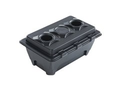 Oxypot XL černá hydroponická nádrž 70L s perforovanými otvory pro 2 rostliny, plastový hydroponický systém 82x53x37cm s víkem