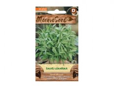 Salbei-Samenpackung MaravoSeed mit orange-braunem Design, zeigt grüne Blätter der Pflanze und Text auf Tschechisch Salbei-Samenpackung MaravoSeed mit orange-braunem Design, zeigt grüne Blätter der Pflanze und Text auf Tschechisch