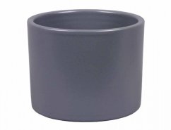 Matný keramický obal na květník ZEUS PALETE v tmavě šedé barvě, cylindrického tvaru s průměrem 23 cm, glazovaný povrch pro interiér