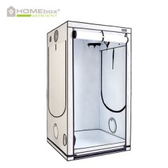 Bílý pěstební stan Homebox Ambient Q120+ s rozměry 120x120x220cm, otevřený s černým zipem a průhledným okénkem pro pěstování rostlin Bílý pěstební stan Homebox Ambient Q120+ s rozměry 120x120x220cm, otevřený s černým zipem a průhledným okénkem pro pěstování rostlin