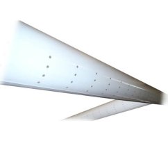 Bílý textilní rukáv Dimlux pro distribuci vzduchu s průměrem 250mm a délkou 10m, s perforovanými otvory pro rovnoměrné proudění vzduchu