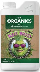 Valkoinen muovipullo Advanced Nutrients OG Organics Big Bud 500ml ruskean vihreällä ja valkoisella etiketillä, orgaaninen kukintaravinne Valkoinen muovipullo Advanced Nutrients OG Organics Big Bud 500ml ruskean vihreällä ja valkoisella etiketillä, orgaaninen kukintaravinne