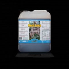 Rootjuice 5L od BioBizz v plastovém kanystru s modro-bílým štítkem, organický stimulátor kořenů v tmavě modré kapalině pro bujný růst rostlin Rootjuice 5L od BioBizz v plastovém kanystru s modro-bílým štítkem, organický stimulátor kořenů v tmavě modré kapalině pro bujný růst rostlin