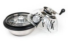 Bowl Trimmer 16 tuumaa käsikäyttöisellä käytöllä, ruostumaton kulho mustalla reunalla, läpinäkyvä muovisuojus ja käsikampi leikkaamiseen Bowl Trimmer 16 tuumaa käsikäyttöisellä käytöllä, ruostumaton kulho mustalla reunalla, läpinäkyvä muovisuojus ja käsikampi leikkaamiseen