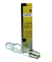 Elektrox Super Grow 150W MH izzó sárga dobozban, átlátszó üvegbúra E40 fém menettel növénytermesztéshez